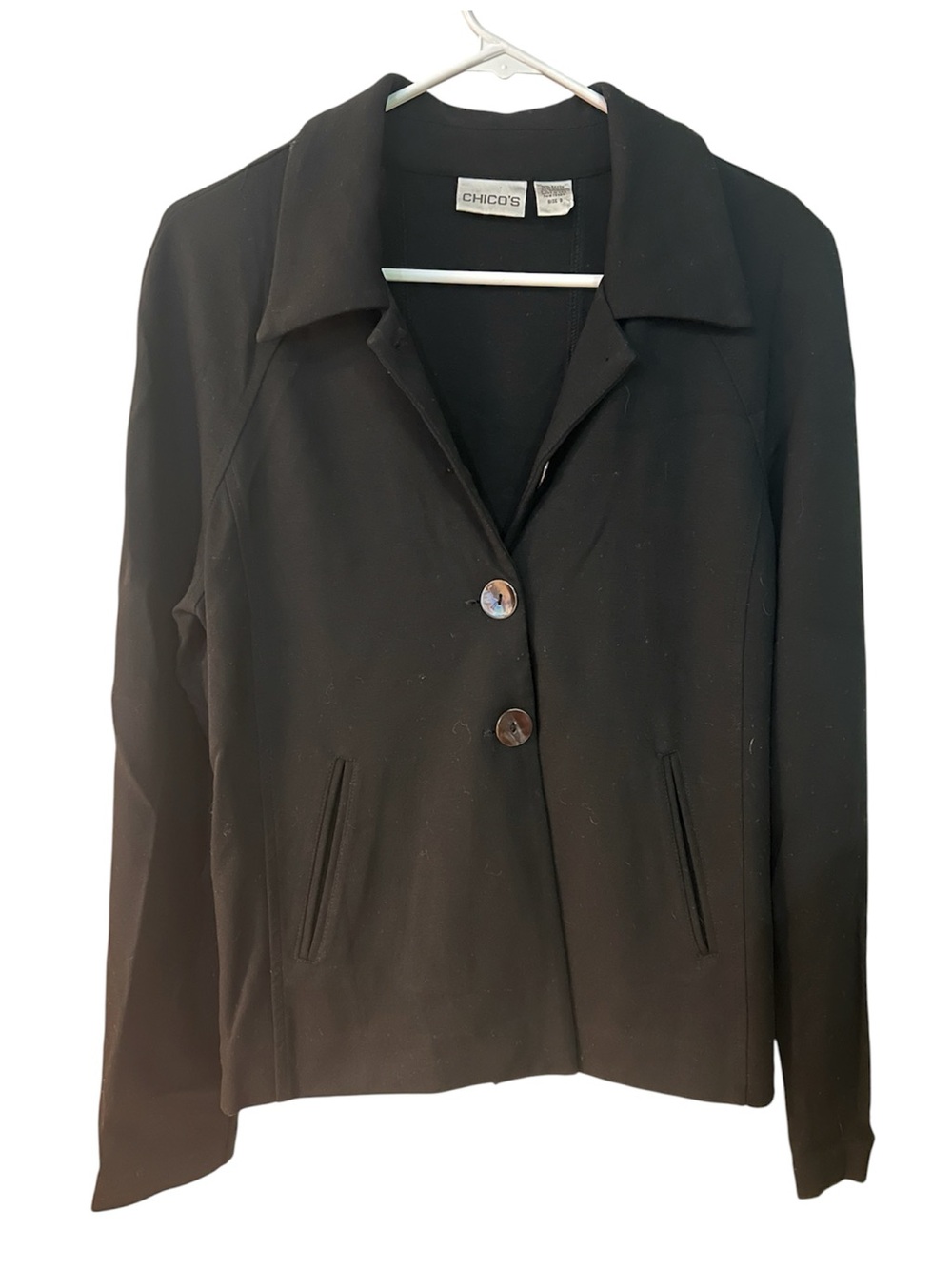 Chico’s Black Stretch Knit Jacket Blazer 2 Large 12